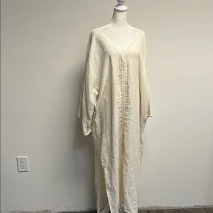 Free People x Jen’s Pirate Booty Folksong Kaftan Dress Cream Ruched V-Neck M/L